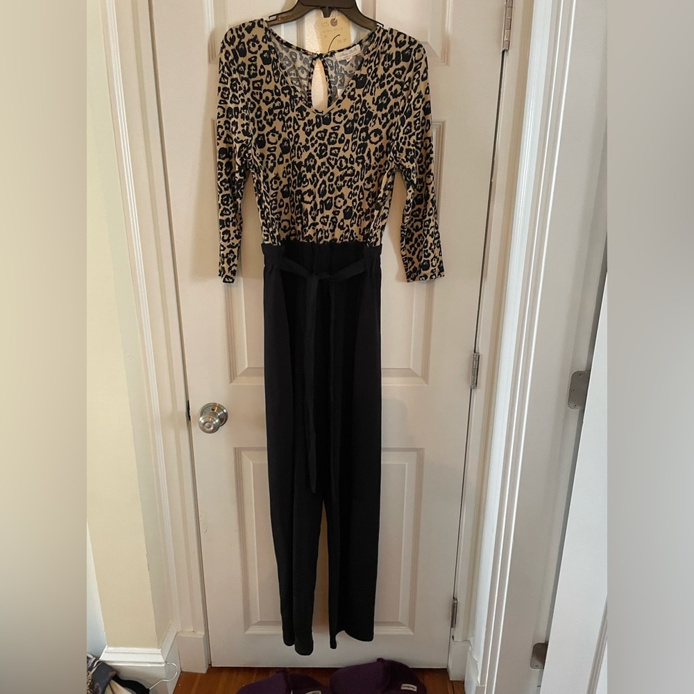 black and leopard jumpsuit